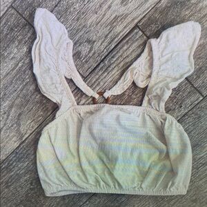 Kids Cream Tank Top with Ruffle Straps